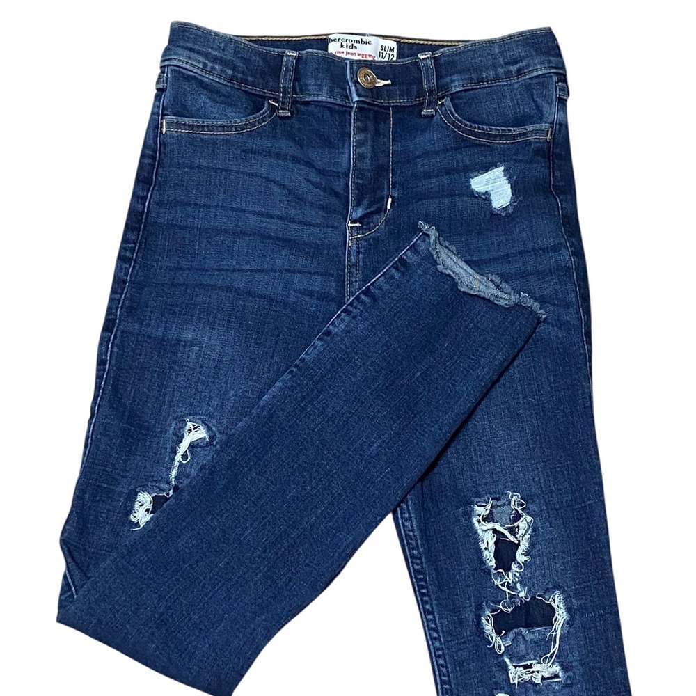 Abercrombie Kids Slim High Rise Jean Legging Dark Wash Distressed Size‎ 11/12